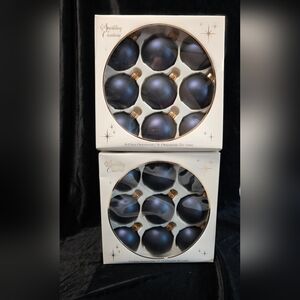 Sparkling Creations Blue/Indigo Satin Glass Ornaments, 2 Boxes/18‎ Total VTG